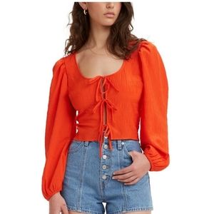 Levi's Embry Tie-front Orange Blouse